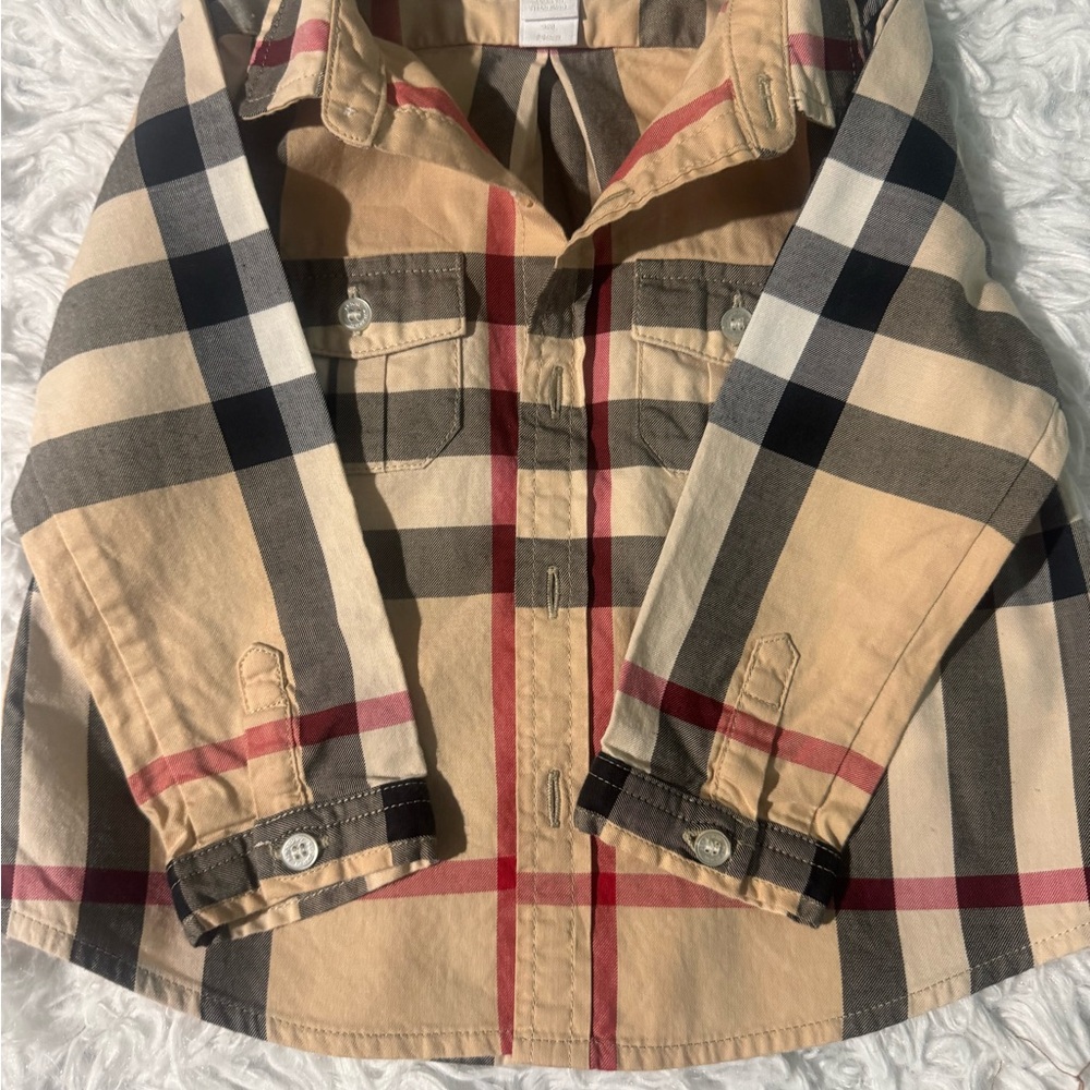 Kids Plaid Shirt - Beige, Black, Red